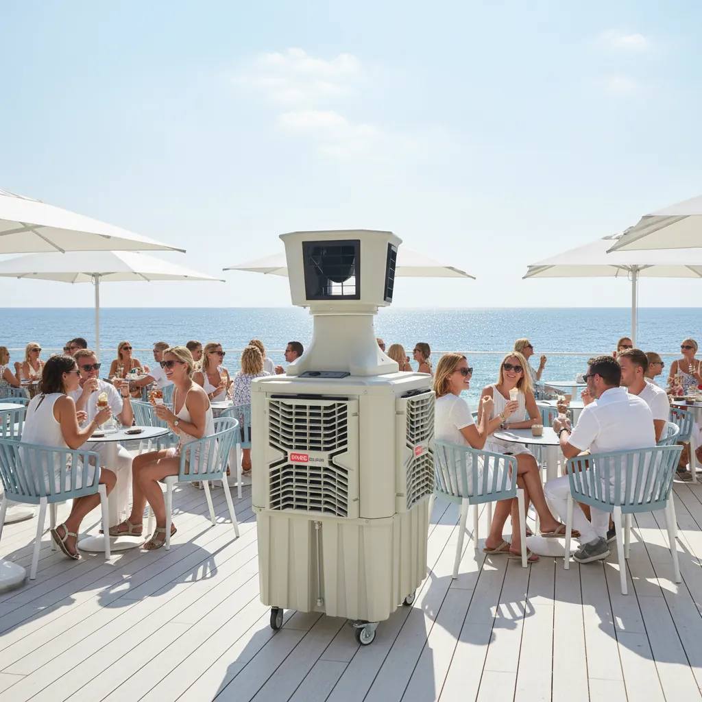Verdunstungskühler ECOlounge-6000 von PARS EcoTech auf einer Terrasse