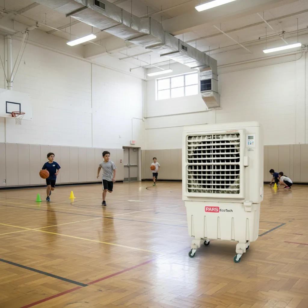 Verdunstungskühler ECO-9000 von PARS EcoTech in einem Fitnessstudio